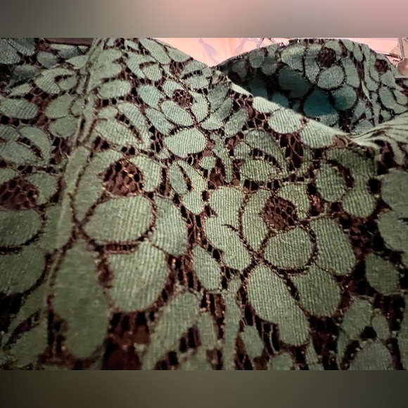 New York & Company lace skirt - green and black lace w/black lining - size 12 - Picture 4 of 8